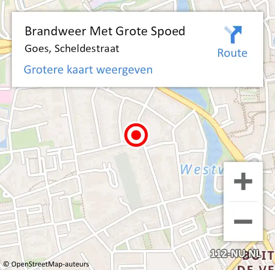 Locatie op kaart van de 112 melding: Brandweer Met Grote Spoed Naar Goes, Scheldestraat op 20 november 2024 19:45