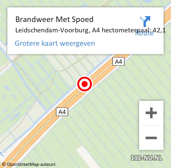 Locatie op kaart van de 112 melding: Brandweer Met Spoed Naar Leidschendam-Voorburg, A4 hectometerpaal: 42,1 op 20 november 2024 20:04