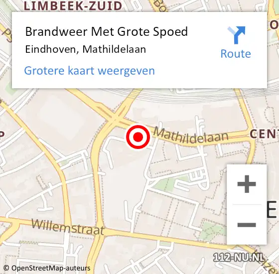 Locatie op kaart van de 112 melding: Brandweer Met Grote Spoed Naar Eindhoven, Mathildelaan op 20 november 2024 20:37