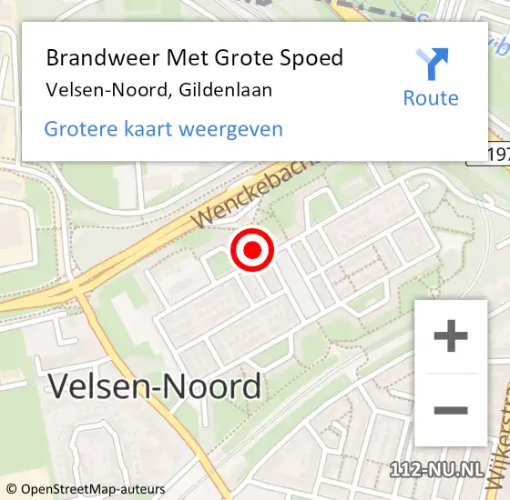 Locatie op kaart van de 112 melding: Brandweer Met Grote Spoed Naar Velsen-Noord, Gildenlaan op 20 november 2024 20:50