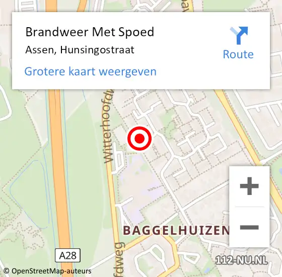 Locatie op kaart van de 112 melding: Brandweer Met Spoed Naar Assen, Hunsingostraat op 20 november 2024 20:56