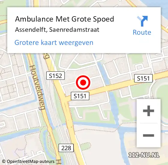 Locatie op kaart van de 112 melding: Ambulance Met Grote Spoed Naar Assendelft, Saenredamstraat op 20 november 2024 21:41