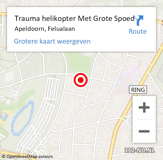 Locatie op kaart van de 112 melding: Trauma helikopter Met Grote Spoed Naar Apeldoorn, Felualaan op 20 november 2024 21:47