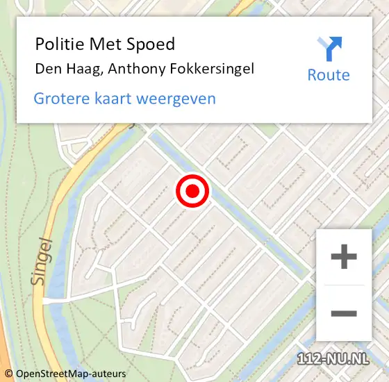 Locatie op kaart van de 112 melding: Politie Met Spoed Naar Den Haag, Anthony Fokkersingel op 20 november 2024 22:06