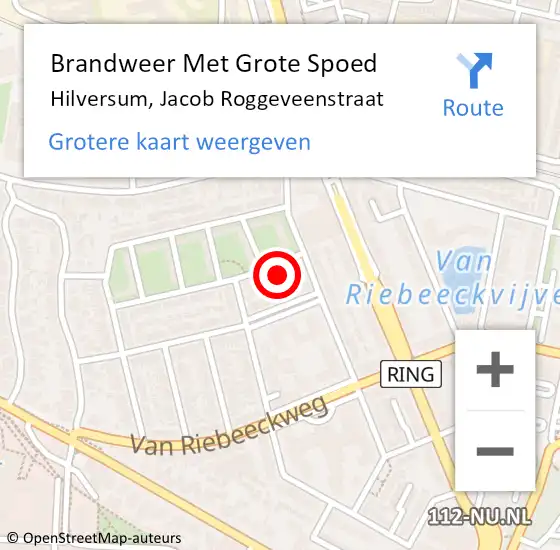 Locatie op kaart van de 112 melding: Brandweer Met Grote Spoed Naar Hilversum, Jacob Roggeveenstraat op 20 november 2024 22:13