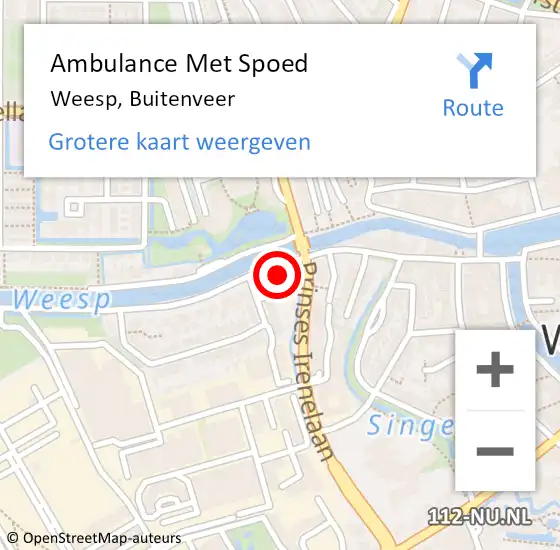 Locatie op kaart van de 112 melding: Ambulance Met Spoed Naar Weesp, Buitenveer op 20 november 2024 22:15