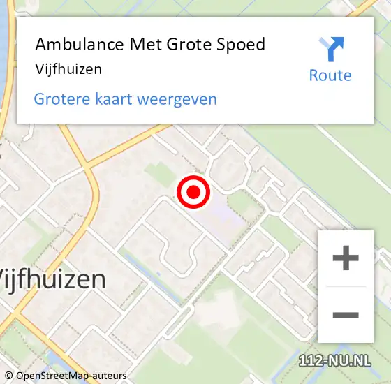 Locatie op kaart van de 112 melding: Ambulance Met Grote Spoed Naar Vijfhuizen op 20 november 2024 22:20