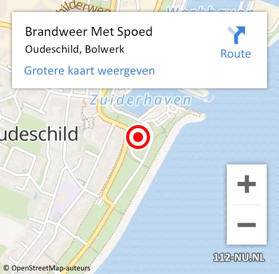 Locatie op kaart van de 112 melding: Brandweer Met Spoed Naar Oudeschild, Bolwerk op 20 november 2024 22:30