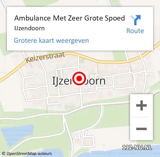 Locatie op kaart van de 112 melding: Ambulance Met Zeer Grote Spoed Naar IJzendoorn op 20 november 2024 22:35