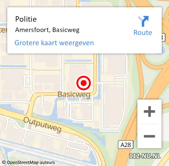 Locatie op kaart van de 112 melding: Politie Amersfoort, Basicweg op 20 november 2024 22:49