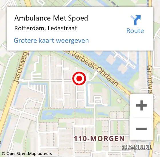 Locatie op kaart van de 112 melding: Ambulance Met Spoed Naar Rotterdam, Ledastraat op 20 november 2024 23:09