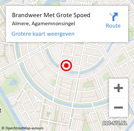 Locatie op kaart van de 112 melding: Brandweer Met Grote Spoed Naar Almere, Agamemnonsingel op 20 november 2024 23:19