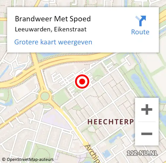 Locatie op kaart van de 112 melding: Brandweer Met Spoed Naar Leeuwarden, Eikenstraat op 20 november 2024 23:28