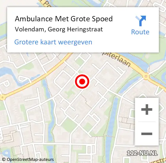 Locatie op kaart van de 112 melding: Ambulance Met Grote Spoed Naar Volendam, Georg Heringstraat op 20 november 2024 23:46