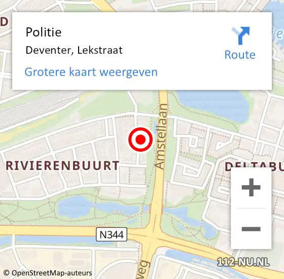 Locatie op kaart van de 112 melding: Politie Deventer, Lekstraat op 20 november 2024 23:51