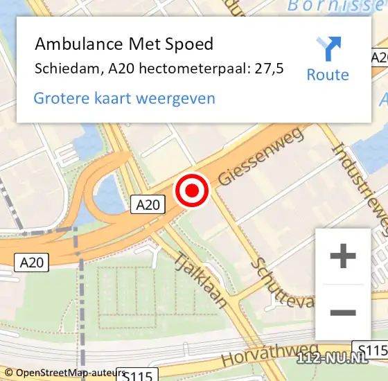 Locatie op kaart van de 112 melding: Ambulance Met Spoed Naar Schiedam, A20 hectometerpaal: 27,5 op 20 november 2024 23:52