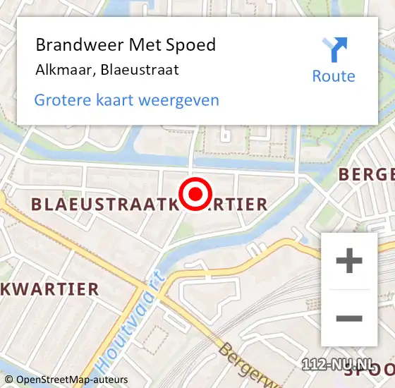 Locatie op kaart van de 112 melding: Brandweer Met Spoed Naar Alkmaar, Blaeustraat op 20 november 2024 23:55