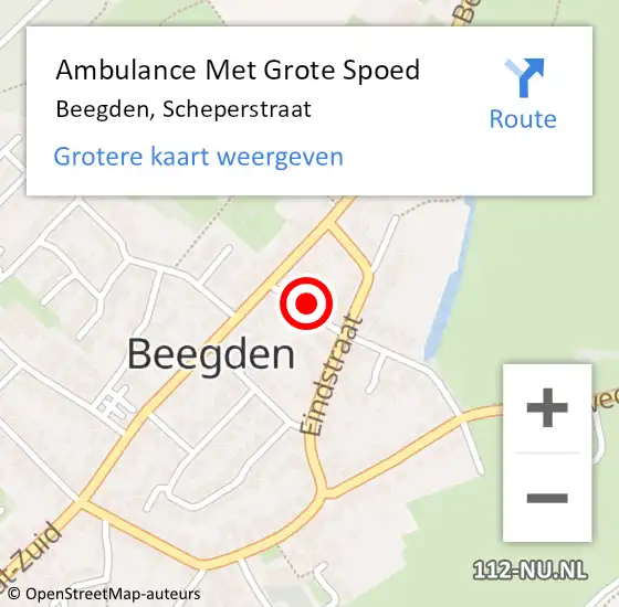 Locatie op kaart van de 112 melding: Ambulance Met Grote Spoed Naar Beegden, Scheperstraat op 21 november 2024 00:29