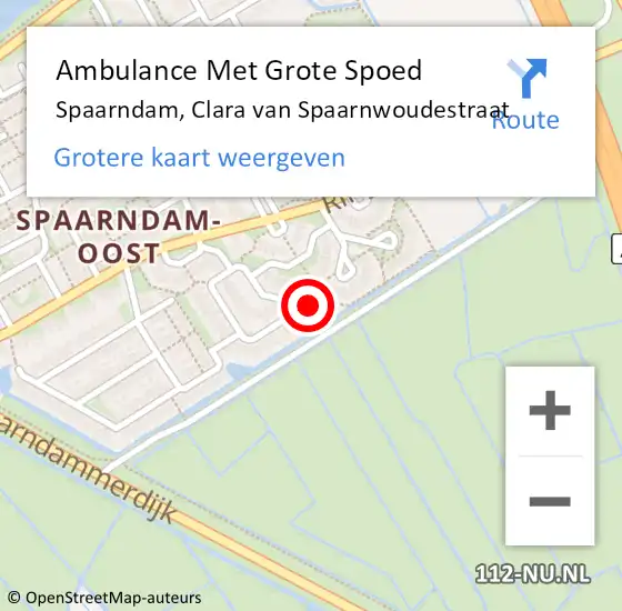 Locatie op kaart van de 112 melding: Ambulance Met Grote Spoed Naar Spaarndam, Clara van Spaarnwoudestraat op 21 november 2024 00:32