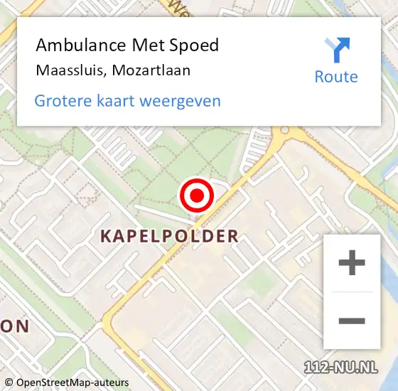 Locatie op kaart van de 112 melding: Ambulance Met Spoed Naar Maassluis, Mozartlaan op 21 november 2024 01:04