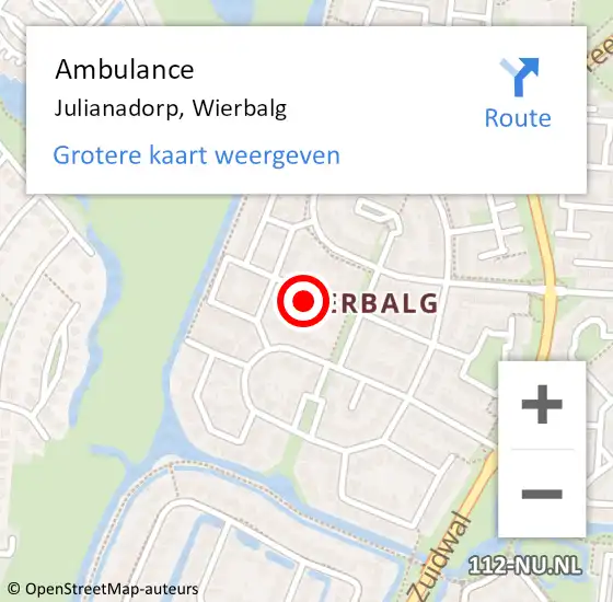 Locatie op kaart van de 112 melding: Ambulance Julianadorp, Wierbalg op 21 november 2024 02:09