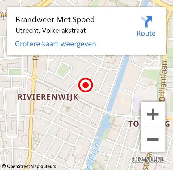 Locatie op kaart van de 112 melding: Brandweer Met Spoed Naar Utrecht, Volkerakstraat op 21 november 2024 02:33