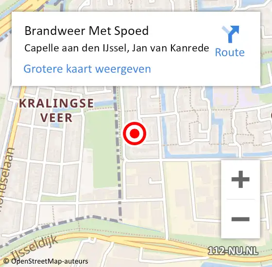 Locatie op kaart van de 112 melding: Brandweer Met Spoed Naar Capelle aan den IJssel, Jan van Kanrede op 21 november 2024 03:17