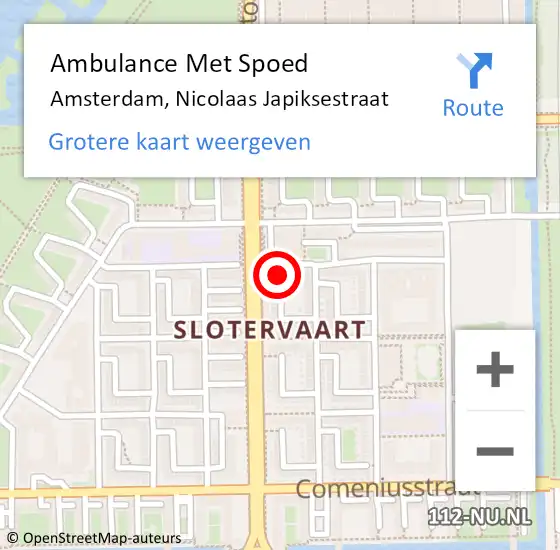 Locatie op kaart van de 112 melding: Ambulance Met Spoed Naar Amsterdam, Nicolaas Japiksestraat op 21 november 2024 03:44