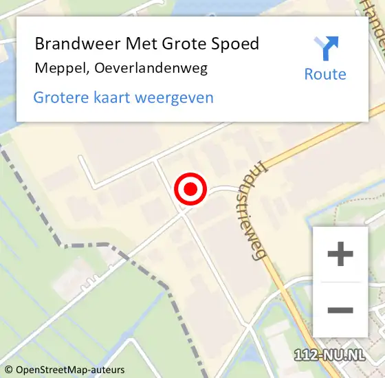 Locatie op kaart van de 112 melding: Brandweer Met Grote Spoed Naar Meppel, Oeverlandenweg op 21 november 2024 03:48