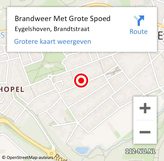 Locatie op kaart van de 112 melding: Brandweer Met Grote Spoed Naar Eygelshoven, Brandtstraat op 21 november 2024 03:50