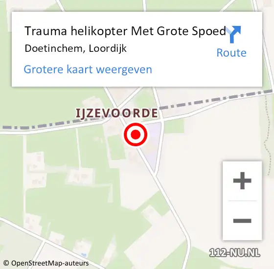 Locatie op kaart van de 112 melding: Trauma helikopter Met Grote Spoed Naar Doetinchem, Loordijk op 21 november 2024 04:13