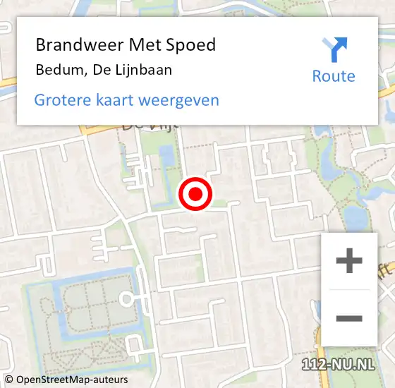 Locatie op kaart van de 112 melding: Brandweer Met Spoed Naar Bedum, De Lijnbaan op 27 oktober 2014 17:00