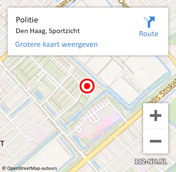 Locatie op kaart van de 112 melding: Politie Den Haag, Sportzicht op 21 november 2024 04:44