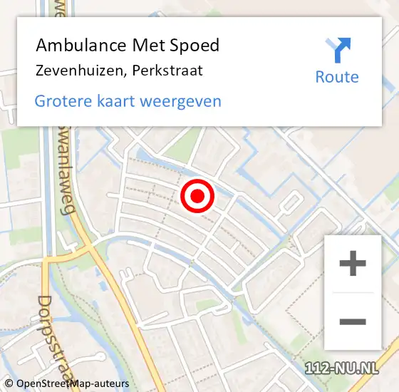 Locatie op kaart van de 112 melding: Ambulance Met Spoed Naar Zevenhuizen, Perkstraat op 21 november 2024 05:03