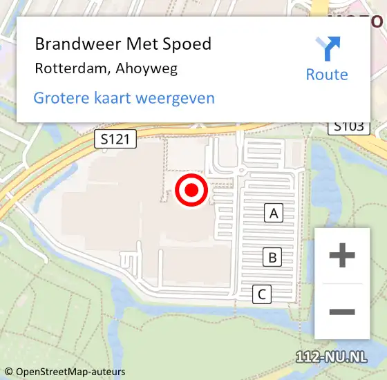 Locatie op kaart van de 112 melding: Brandweer Met Spoed Naar Rotterdam, Ahoyweg op 21 november 2024 05:05