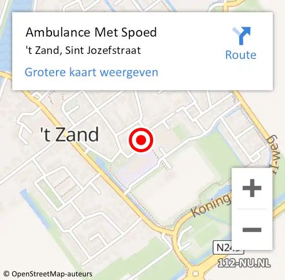 Locatie op kaart van de 112 melding: Ambulance Met Spoed Naar 't Zand, Sint Jozefstraat op 21 november 2024 05:05