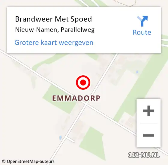 Locatie op kaart van de 112 melding: Brandweer Met Spoed Naar Nieuw-Namen, Parallelweg op 21 november 2024 05:13