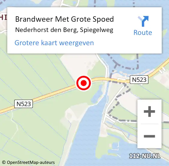 Locatie op kaart van de 112 melding: Brandweer Met Grote Spoed Naar Wijdemeren, N523 hectometerpaal: 1,8 op 21 november 2024 05:20