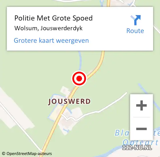 Locatie op kaart van de 112 melding: Politie Met Grote Spoed Naar Wolsum, Jouswerderdyk op 21 november 2024 05:30