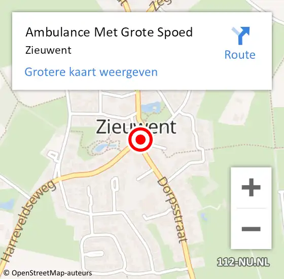 Locatie op kaart van de 112 melding: Ambulance Met Grote Spoed Naar Zieuwent op 21 november 2024 05:34