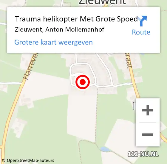 Locatie op kaart van de 112 melding: Trauma helikopter Met Grote Spoed Naar Zieuwent, Anton Mollemanhof op 21 november 2024 05:35