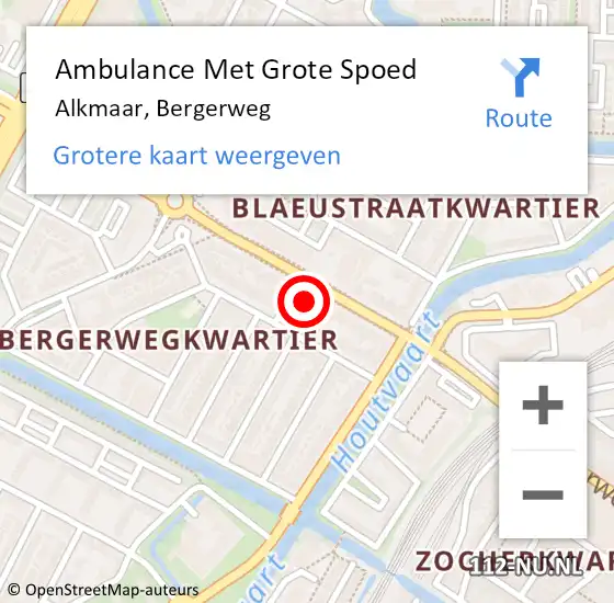 Locatie op kaart van de 112 melding: Ambulance Met Grote Spoed Naar Alkmaar, Bergerweg op 21 november 2024 06:47