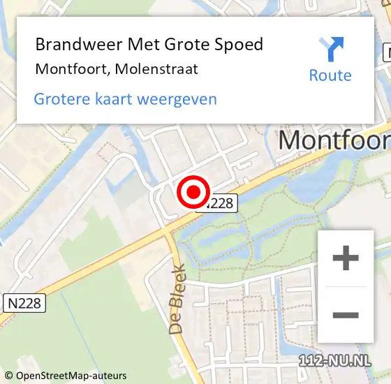 Locatie op kaart van de 112 melding: Brandweer Met Grote Spoed Naar Montfoort, Molenstraat op 21 november 2024 07:08