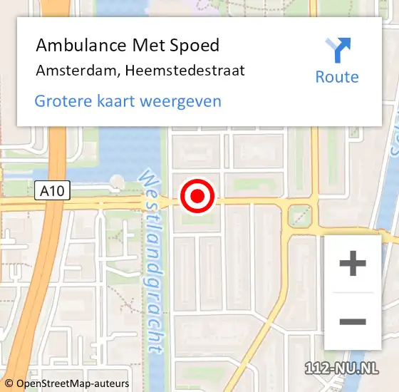 Locatie op kaart van de 112 melding: Ambulance Met Spoed Naar Amsterdam, Heemstedestraat op 21 november 2024 07:24