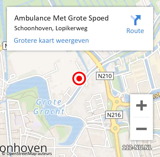 Locatie op kaart van de 112 melding: Ambulance Met Grote Spoed Naar Schoonhoven, Lopikerweg op 21 november 2024 07:33