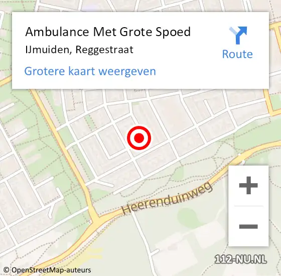 Locatie op kaart van de 112 melding: Ambulance Met Grote Spoed Naar IJmuiden, Reggestraat op 21 november 2024 07:38