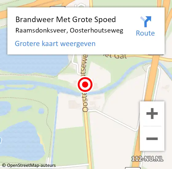 Locatie op kaart van de 112 melding: Brandweer Met Grote Spoed Naar Raamsdonksveer, Oosterhoutseweg op 21 november 2024 07:43