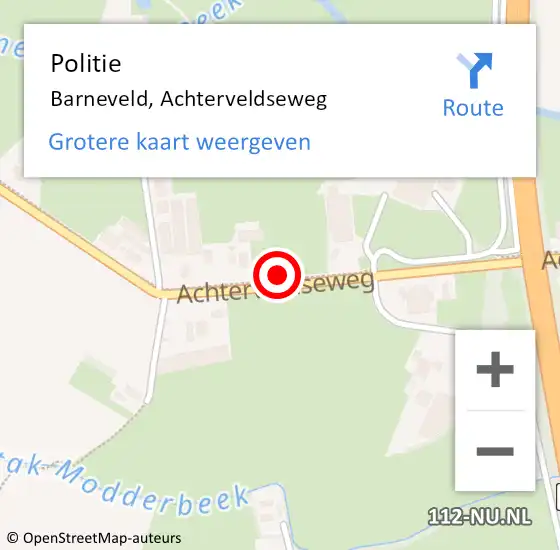 Locatie op kaart van de 112 melding: Politie Barneveld, Achterveldseweg op 21 november 2024 07:59