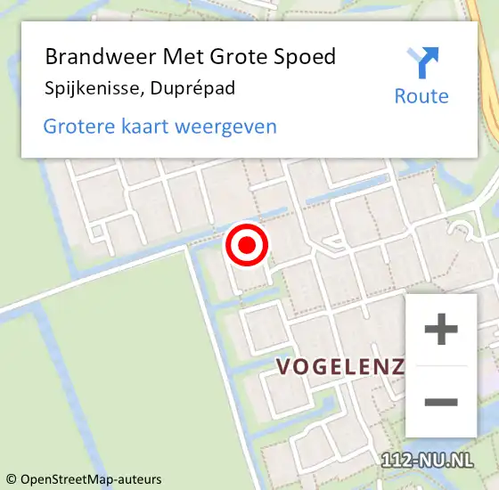 Locatie op kaart van de 112 melding: Brandweer Met Grote Spoed Naar Spijkenisse, Duprépad op 21 november 2024 08:09