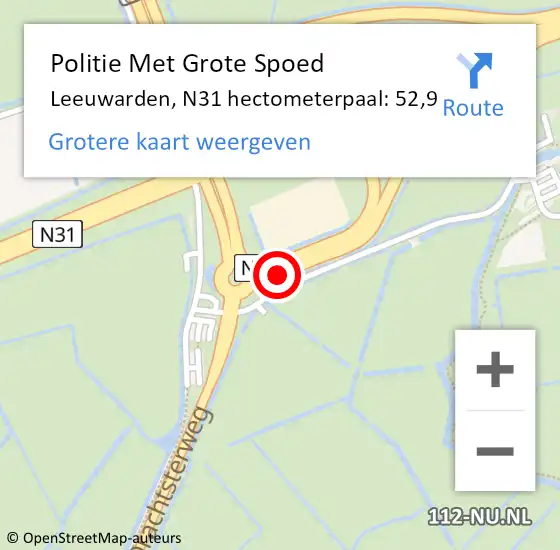 Locatie op kaart van de 112 melding: Politie Met Grote Spoed Naar Leeuwarden, N31 hectometerpaal: 52,9 op 21 november 2024 08:21